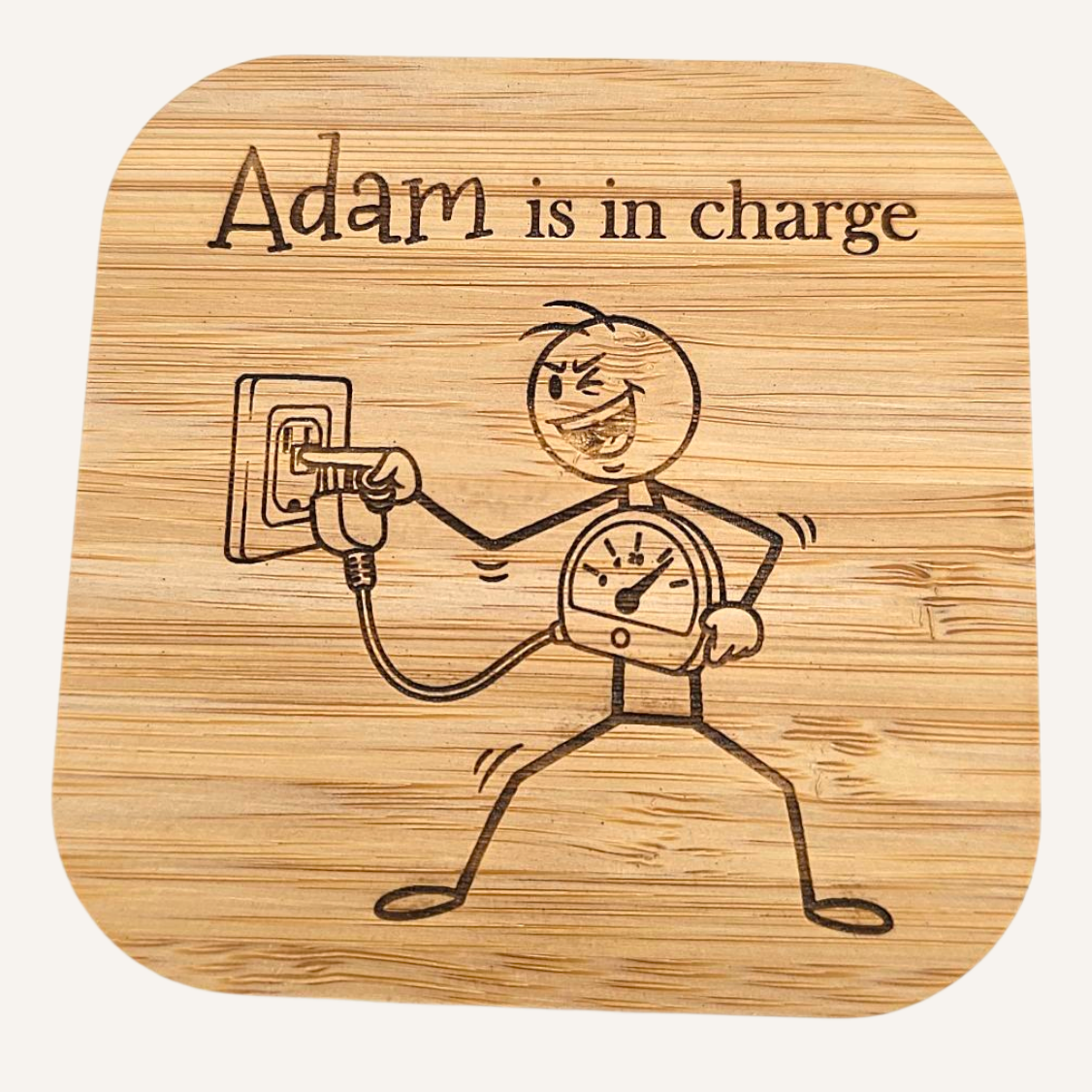Bamboo Wireless Charger - Personalised with Name