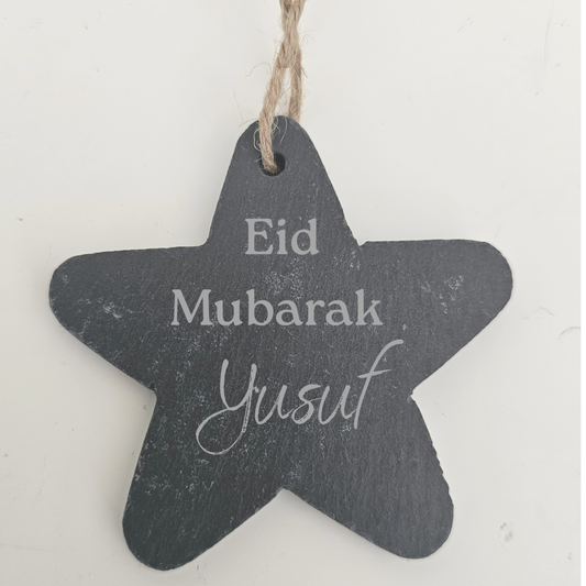 Personalised Slate Eid Mubarak Star